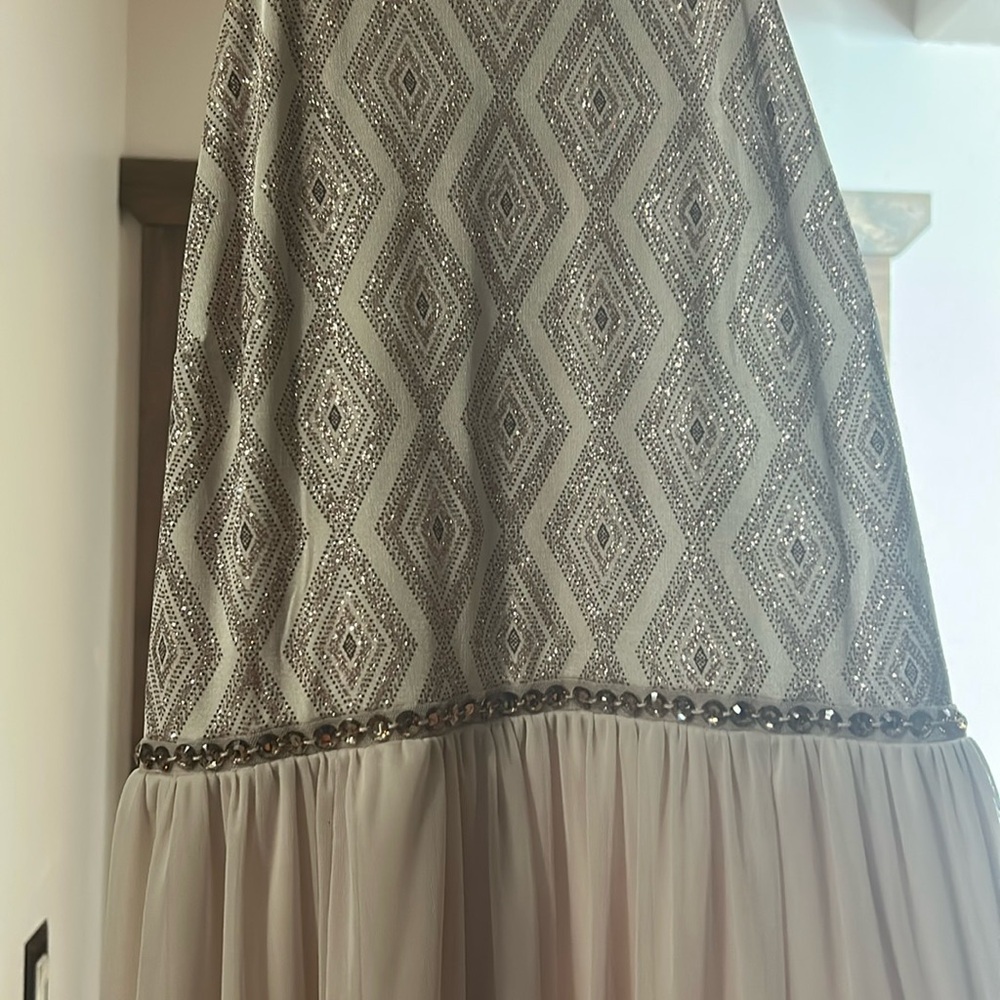 Elegant Beaded Dress with Geometric Pattern